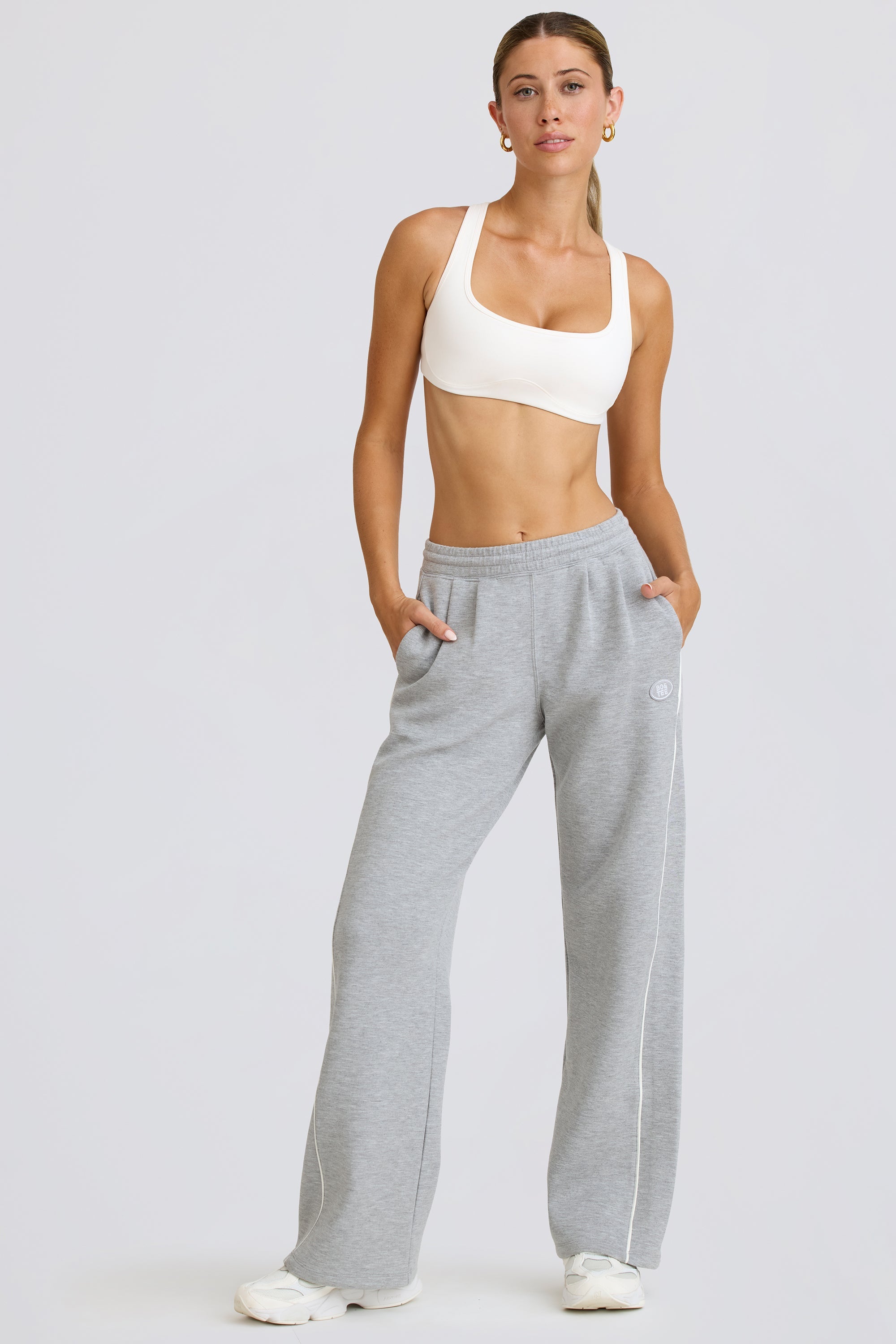 Courtside Classics Mid-Rise Straight-Leg Joggers in Grey Marl