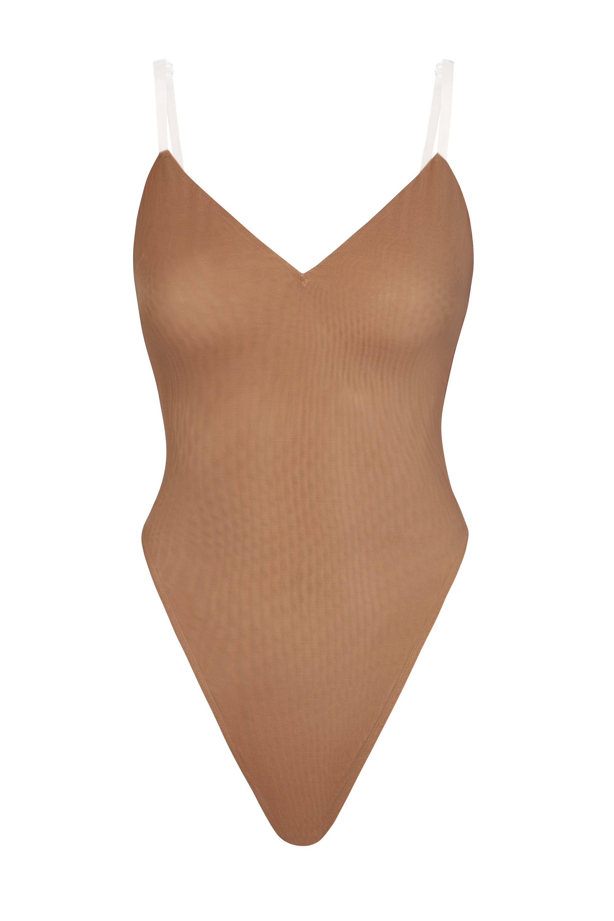 Intimates Soft Mesh V-Neck Bodysuit in Honey
