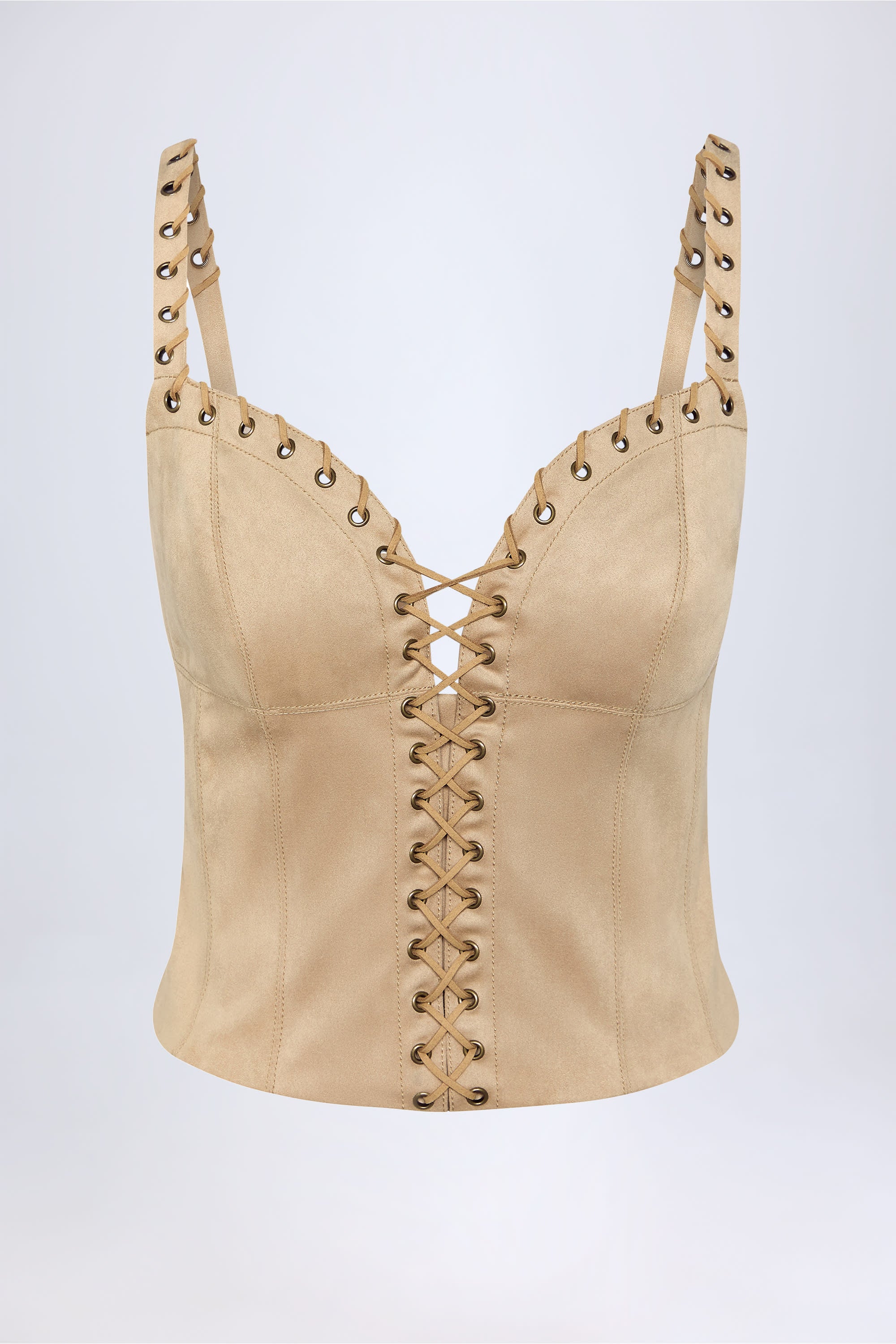 Bela Lace-Up Top in Tan